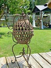 Vintage Iron Candle Holder Outside Patio Garden Decor Egg Caged 3 Leg 19 3/4" t for sale  Shipping to South Africa