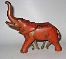 Antique Cast Iron Orange Elephant Trunk Up Still Bank 4" long #V654, used for sale  Shipping to Canada