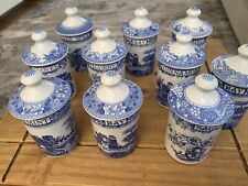 Vintage SPODE Blue Italian Spice Jars Set of  10  Blue Room for sale  READING