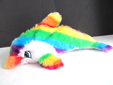 Dolphin Soft Plush 14" Stuffed Animal National Prize & Toy Co Rainbow Stripes Y for sale  Shipping to South Africa