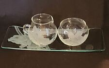 Hard To Find Dorothy Thorpe Curved Sandblasted Tray And Sugar/Creamer Set, used for sale  Shipping to South Africa