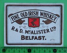 Usado, R & D McAlister Belfast, Irish Whiskey  Bottle Label Ireland segunda mano  Embacar hacia Argentina