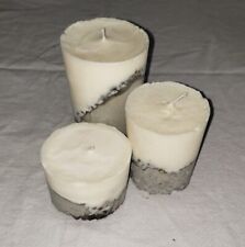 Set 3 Concrete Candles Soy Wax Silver Kintsugi Pillar Handmade Industrial Chic for sale  Shipping to South Africa