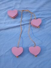 Used, Vintage Country Wooden Hearts and Twine Pink Wall Decorations for sale  Shipping to South Africa