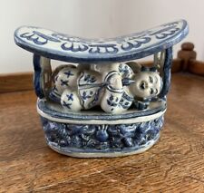 Antigo travesseiro chinês de porcelana azul branco dragão barco lótus ópio chinoiserie comprar usado  Enviando para Brazil