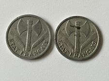 1942 y 1944 Vichy Francia 1 franco antiguo monedas europeas extranjeras antiguas de la Segunda Guerra Mundial segunda mano  Embacar hacia Argentina