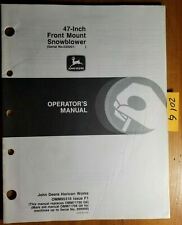 John Deere 47" FM Front Mount Snowblower S/N 020001- Owner Operator Manual 5/91 for sale  Niagara Falls