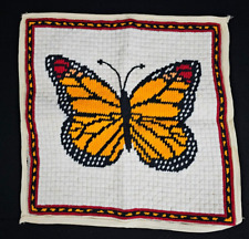Almohada delantera mariposa monarca hecha a mano punta de aguja 18"x18" vintage años 70 segunda mano  Embacar hacia Argentina