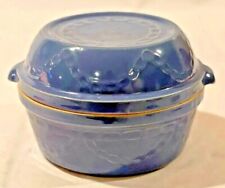 🍒 Vintage Blue Glazed Stoneware Crock w/ Lid Pot Dutch Oven Large Roast 🍒 for sale  Shipping to South Africa