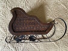 Used, Vintage Christmas Doll Wooden Wicker Metal Sleigh 22”L  12.5H 5”W for sale  Shipping to South Africa