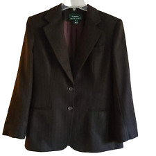 Blazer feminino LRL 100% lã marrom chocolate listra de giz peito único tamanho 10 comprar usado  Enviando para Brazil