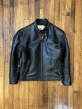 Schott Black Horsehide Leather Jacket Cafe Racer Size 42 Large 641HH for sale  Shipping to South Africa