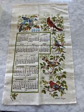 Calendario de cocina toalla de lino vintage 1978 - pájaros , usado segunda mano  Embacar hacia Argentina