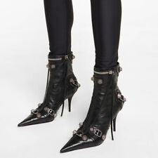 Womens Fashion Pointy Toe Studs Buckles Zipper High Heel Ankle Boots Shoes SKGB, käytetty myynnissä  Leverans till Finland