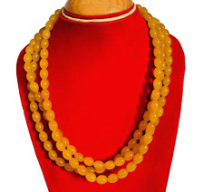 Used, Multilayer Beaded Necklace For Women. 3 Layered Yellow Oval Beads Necklace. for sale  Shipping to South Africa