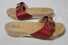 Vintage Dr Scholls Original Clogs Exercise Wooden Shoes Sandals Red Size 7 for sale  Kennewick