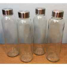 Usado, Garrafas de bebidas de vidro 18 oz parafuso em tampas de prata conjunto de 4 bebidas de armazenamento para ir comprar usado  Enviando para Brazil