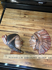 Used, VINTAGE CERAMIC PLASTER NATIVE AMERICAN INDIAN WALL HANGINGS / LOT 2 for sale  Shipping to South Africa