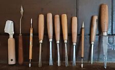 Conjunto antigo de 11 peças de ferramentas de escultura em madeira sem marca e alças de madeira Demco & Warner comprar usado  Enviando para Brazil