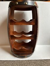 Vintage 70’s Wood Barrel 6 Bottle Wine Rack Holder  Tabletop Bar 16” for sale  Shipping to South Africa