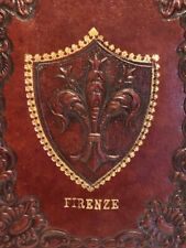Capa de livro de couro marrom em relevo Firenze Itália com detalhe dourado comprar usado  Enviando para Brazil