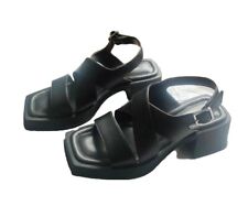 Vagabond Hennie Black Strappy Leather Square Toe Buckle Sandals, UK 38, No Box for sale  Shipping to South Africa