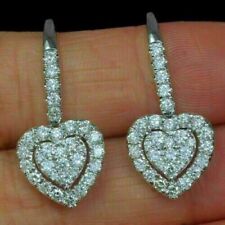 Used, 2Ct Lab Created Diamond Heart Cluster Drop Dangle Earrings 14K White Gold Plated for sale  Shipping to South Africa