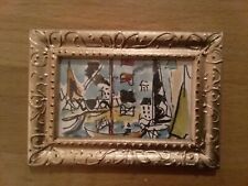 Used, Dolls House Miniature WATERCOLOUR OF BOATS IN A HARBOUR for sale  Shipping to South Africa