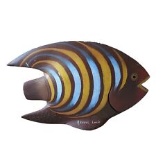 Signed R Errol Louis Hand Carved Wood Painted Tropical Fish Haiti Nautical Art for sale  Shipping to South Africa