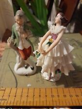 Vintage Sandizell Dresden Porcelain Lace Ballet Figurine With Dandy Man  for sale  Shipping to South Africa