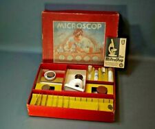 1930 Segunda Guerra Mundial Alemán GEOBRA Niño Microscopio Vintage Juego de Juguete Kit Espécimen con Caja segunda mano  Embacar hacia Argentina