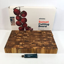 Ziruma Brown Sunset Wood Butcher Block Teak Cutting Board Size Medium Used for sale  Shipping to South Africa