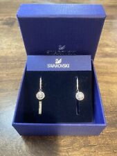 Swarovski Silver Tone Dangle Huggie Hoop Leaver Back Earrings, used for sale  Shipping to South Africa