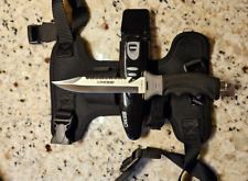 Cressi Borg 10.5 Inch Black Dive Knife + Aqua Lung Neoprene Leg-Arm Strap for sale  Shipping to South Africa