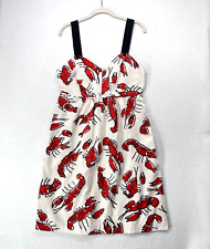 Edme Esyllte Anthropologie Dress Women 12 Cream Red Salty Seas Lobster Summer for sale  Shipping to South Africa