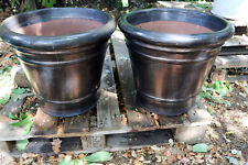 Used, TWO HEAVY PAINTED METALLIC COLOURED GARDEN POTS for sale  BRAINTREE