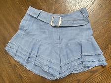 Shorts Alexis Jaymes de linho com cinto em camadas azul concha tamanho XS varejo $395 moda comprar usado  Enviando para Brazil