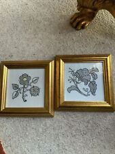 Pair embroidered flower for sale  NOTTINGHAM