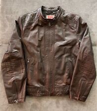 RARE! Levi's Strauss & Co Men’s Brown Genuine Leather Moto Jacket Cafe Racer XXL for sale  Shipping to South Africa