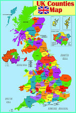 Counties map educational for sale  MILTON KEYNES