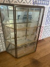 BEAUTIFUL OLD Etched glass WITH BRASS TRIM FREESTANDING WALL DISPLAY CABinet for sale  Shipping to South Africa