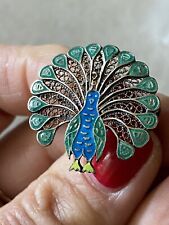 Vintage silver peacock usato  Torino