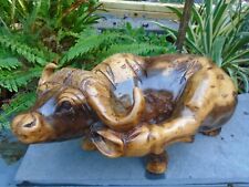 Solid hardwood root type carving of bull great sculpture for sale  Shipping to South Africa