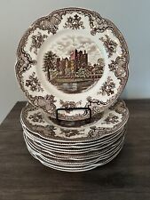 Vintage JOHNSON BROTHERS Old Britain Castles Brown 10" Dinner Plates for sale  Shipping to South Africa