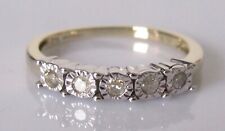 Used, Gold Diamond Ring - 9ct White Gold Diamond 5 Stone Band Ring Size N for sale  Shipping to South Africa