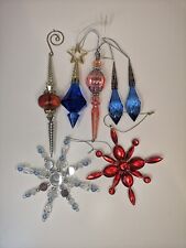 Christmas Tree Decorations Rhinestone Stars Faceted Teardrops Jeweled Icicles for sale  Shipping to South Africa