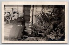 Cartão postal B30 RPPC linda velha na varanda com gato doce e suas plantas comprar usado  Enviando para Brazil