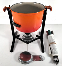 Le Creuset Fondue Set With Utensils Volcanic Orange Cast Iron V. Good Condition, used for sale  Shipping to South Africa