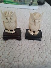 Pair ivory owls for sale  HARWICH
