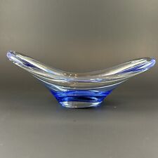 Tigela de vidro vintage alongada Hi/Lo impressionante arte azul 4” por 8” comprar usado  Enviando para Brazil
